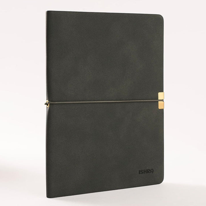 ISHRA A5 Size Ruled Notebook | Ideal Note Book Journal Diary for Work Office Writing Journaling Note Taking Travel | Dark Grey Soft Cover| 172 Pages | 80gsm | Fountain Pen Friendly Paper - Aarcaai