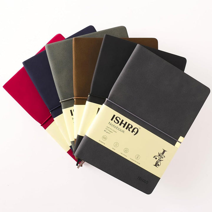 ISHRA A5 Size Ruled Notebook | Ideal Note Book Journal Diary for Work Office Writing Journaling Note Taking Travel | Red Soft Cover| 172 Pages | 80gsm | Fountain Pen Friendly Paper - Aarcaai