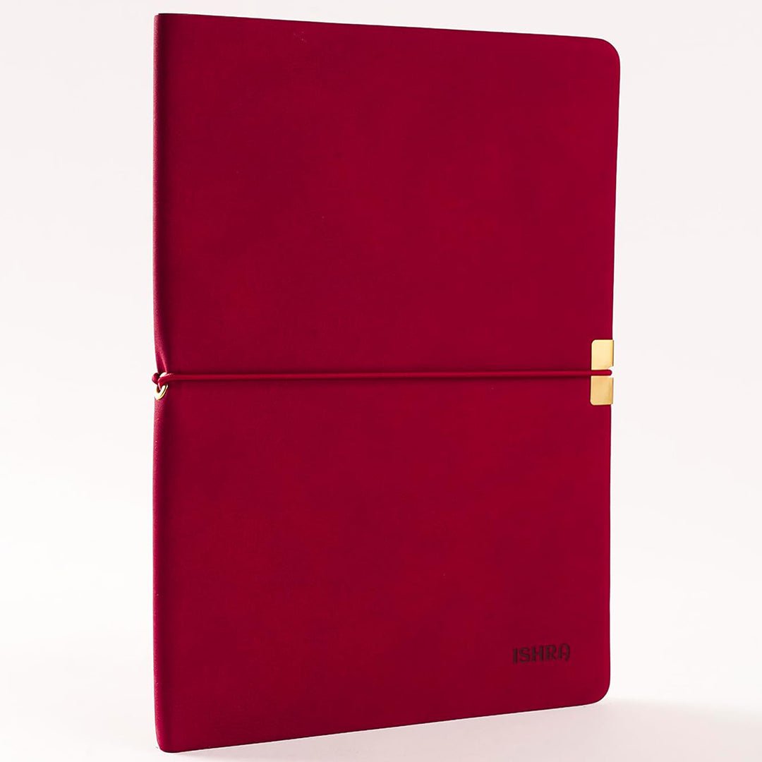 ISHRA A5 Size Ruled Notebook | Ideal Note Book Journal Diary for Work Office Writing Journaling Note Taking Travel | Red Soft Cover| 172 Pages | 80gsm | Fountain Pen Friendly Paper - Aarcaai