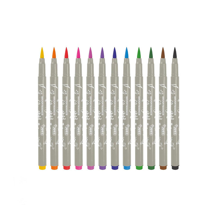 Jovi Brush Marker Set – 12 Brush Lettering Markers with Flexible Brush Tip