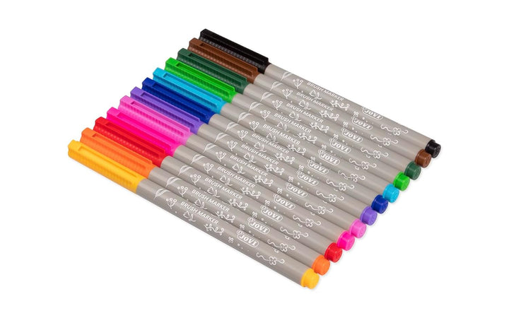 Jovi Brush Marker Set – 12 Brush Lettering Markers with Flexible Brush Tip - Aarcaai
