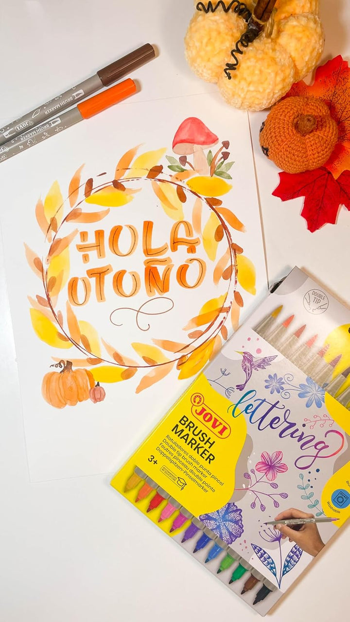 Jovi Brush Marker Set – 12 Brush Lettering Markers with Flexible Brush Tip - Aarcaai