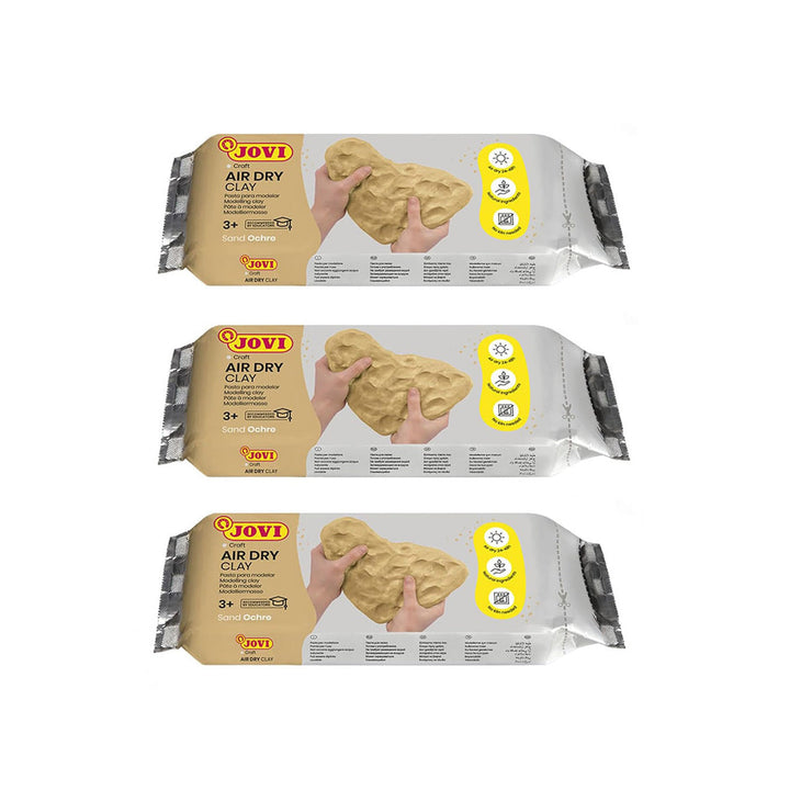 Jovi European Air-Dry Modeling Grey Clay 3 Packets - Each Pack of 250 Grams for Sculpting Pottery Art &amp; Craft Handicraft Educational Purpose Fine Motor Skills