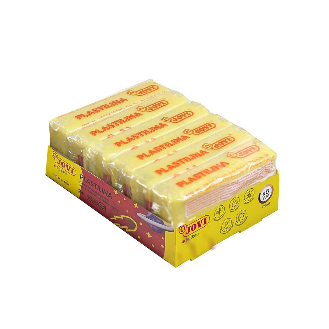 Jovi Plastilina Yellow Non-Drying Modelling Clay for Art &amp; Craft Pack of 6 Bars - 50gms Each Non-Toxic Gluten Free Fine Motor Skills, Moulding, Pottery Sculpting Project Work with Dough