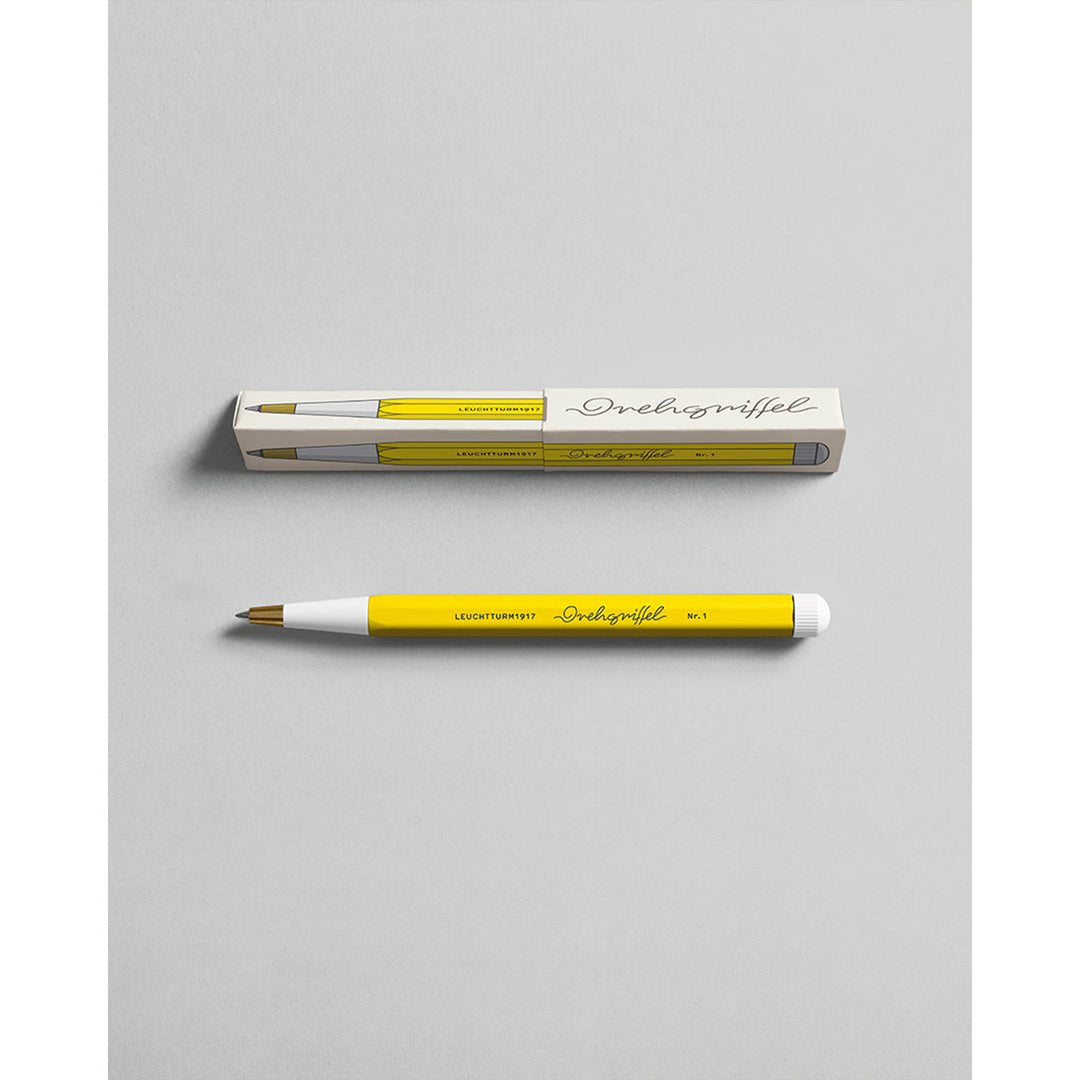 LEUCHTTURM1917 Ball Point Pen with Royal Blue Ink | Drehgriffel No. 1 | Lemon Yellow | Twist Mechanism