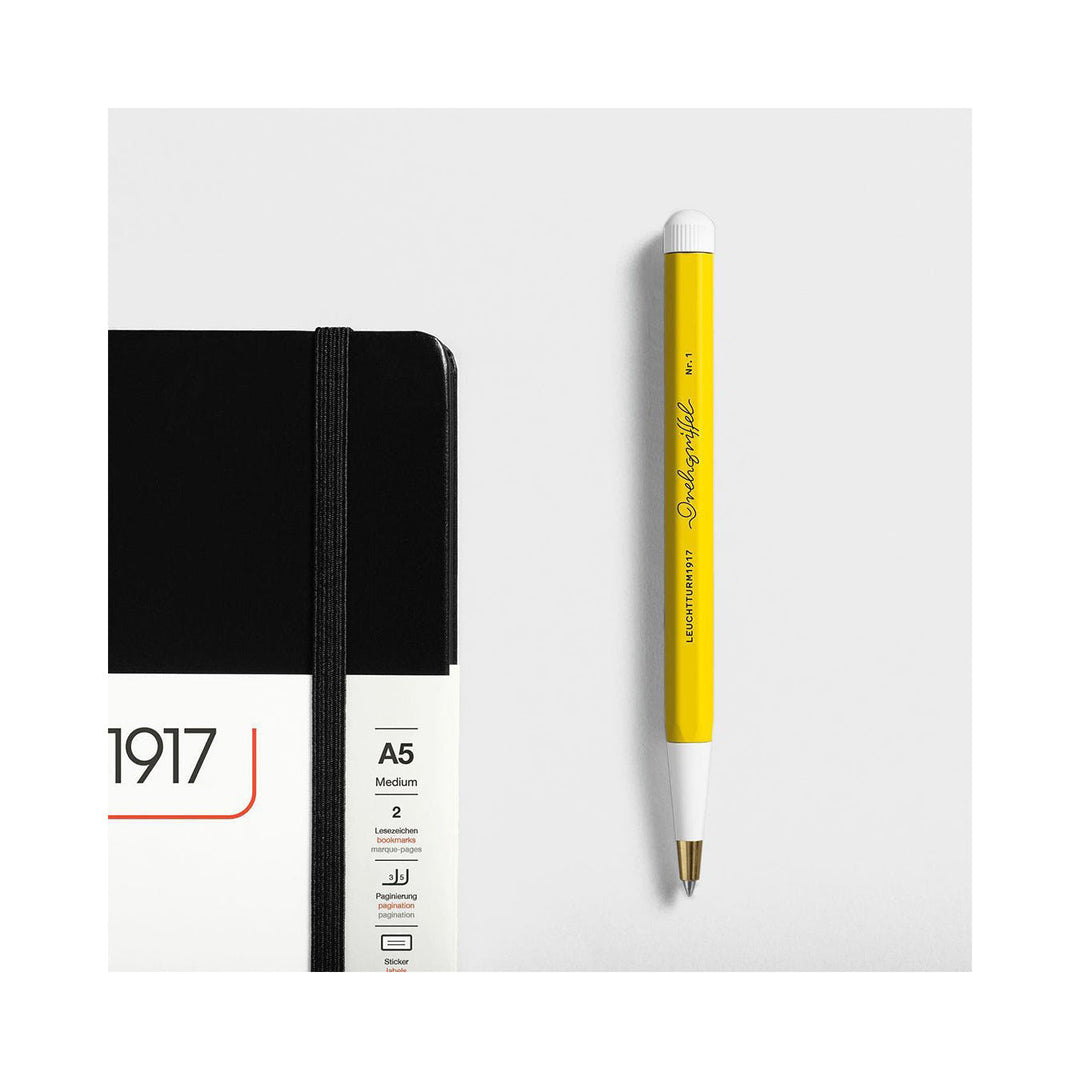 LEUCHTTURM1917 Ball Point Pen with Royal Blue Ink | Drehgriffel No. 1 | Lemon Yellow | Twist Mechanism