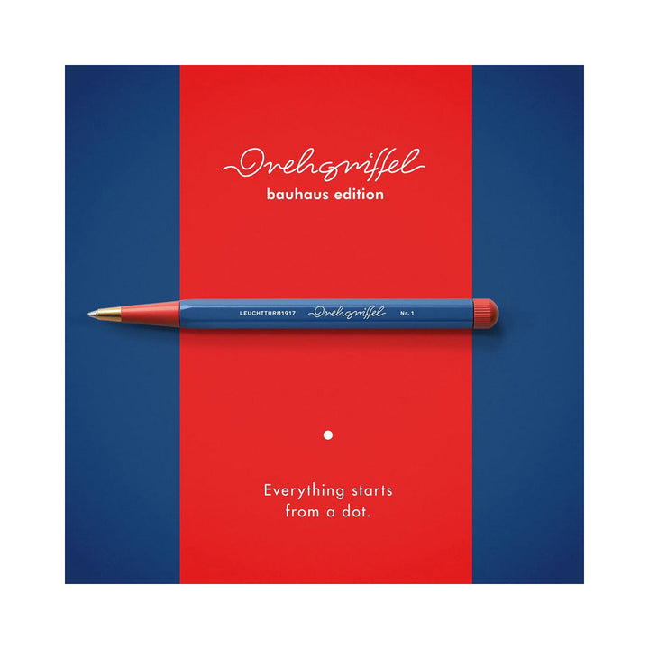 LEUCHTTURM1917 Ball Point Pen with Royal Blue Ink | Bauhaus Edition | Drehgriffel No. 1 | Royal Blue/Red | Twist Mechanism