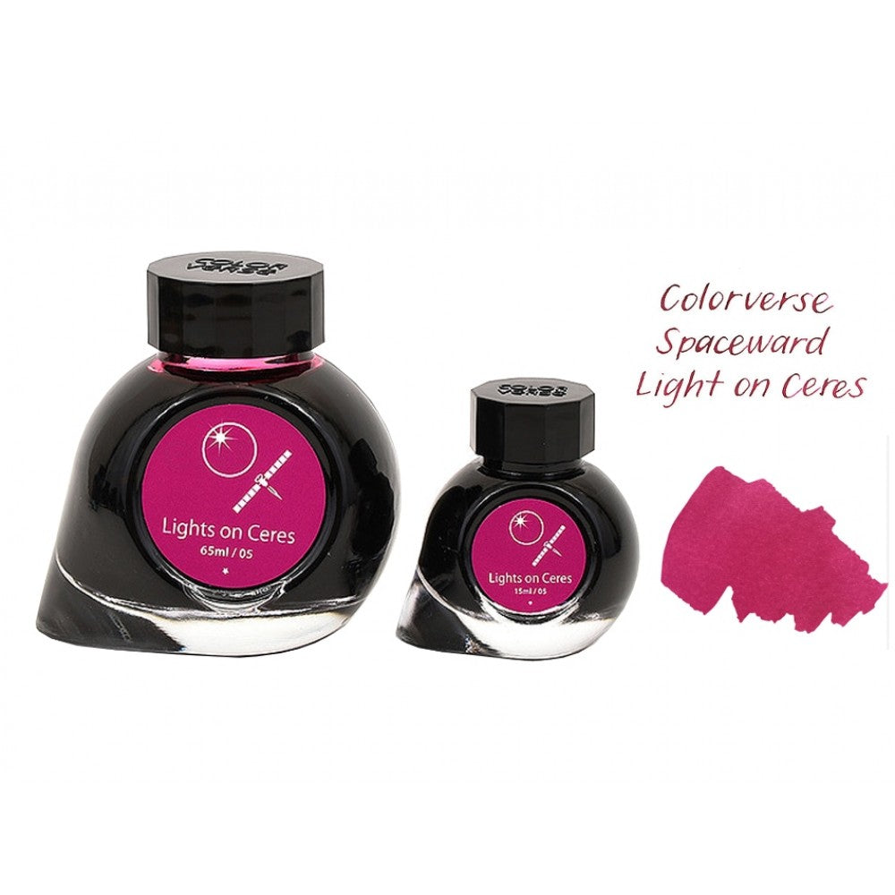 Colorverse | Spaceward Series | Season 1 | Fountain Pen Ink | Light Of Ceres | Purple | 65ml and 15ml | 2 Bottle Set - Aarcaai