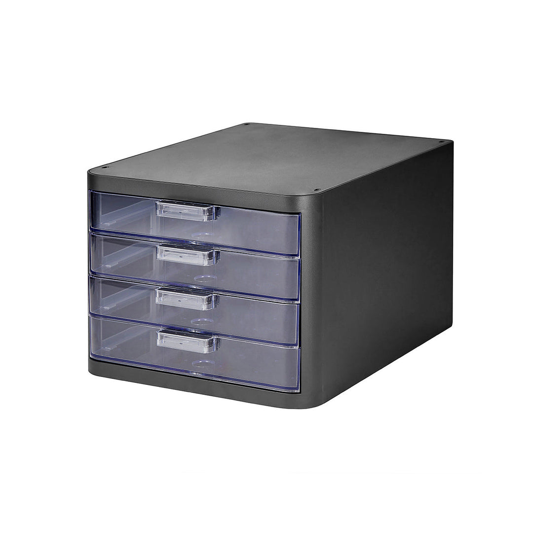 Litem | Multi Utility Storage Cabinet | 4  Clear Drawers | Organiser | Dark Grey | Clear | For Office &amp; Home