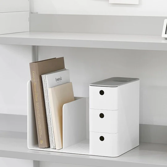 Litem | Combo Book Rack with 3 Drawers| 2 Bookshelf| 1 Pen Stand | Cool Grey