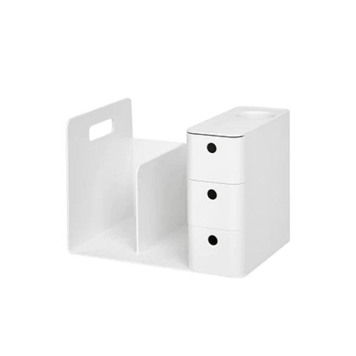 Litem | Combo Book Rack with 3 Drawers| 2 Bookshelf| 1 Pen Stand | White