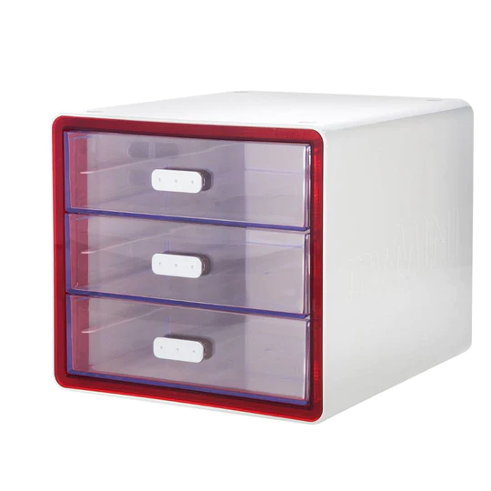 Sysmax | Multi Utility Mini Cabinet | 3 Drawers |Organizer | Red |For Office &amp; Home