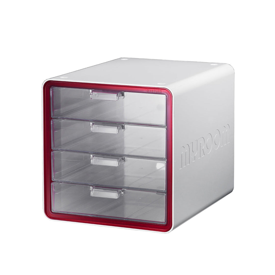 Litem | Multi Utility Storage Cabinet | 4 Drawers | Organiser | Red | My Room | For Office &amp; Home