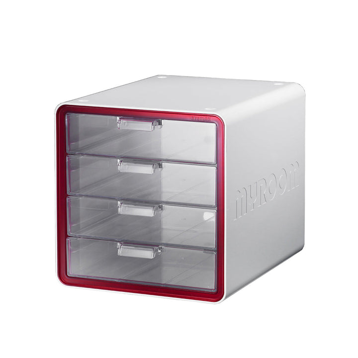 Litem | Multi Utility Storage Cabinet | 4 Drawers | Organiser | Red | My Room | For Office &amp; Home