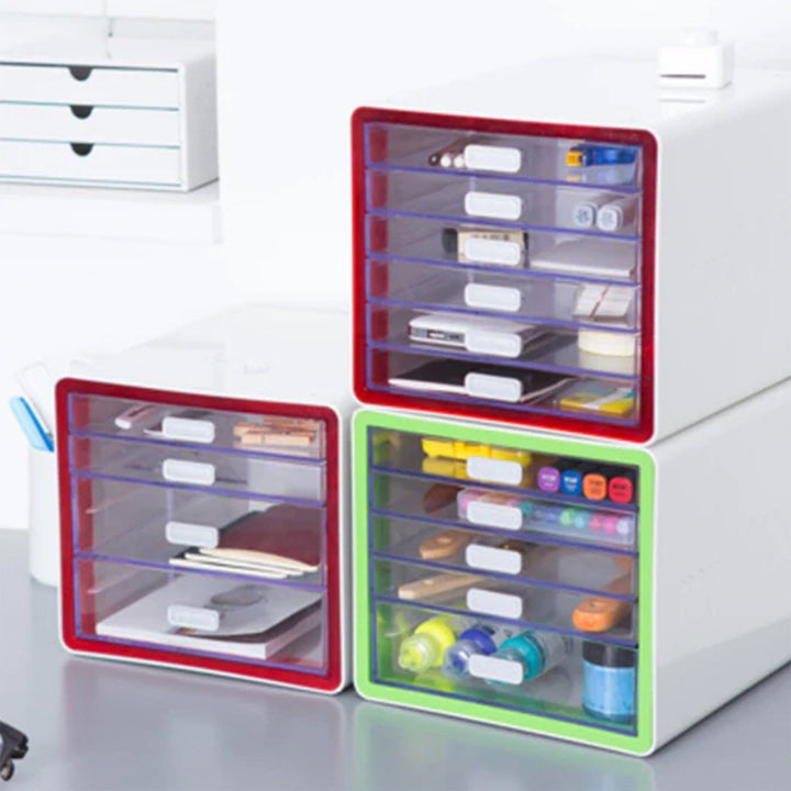 Litem | Multi Utility Storage Cabinet | 6 Drawers | Organiser | Red | My Room | For Office &amp; Home
