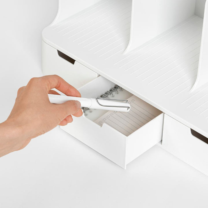 Sysmax | Olio Book Rack with 3 Compartments | 3  Drawers | Organiser| Beige