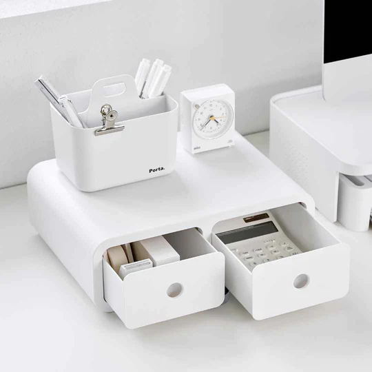 Sysmax | Storage Box | Monitor Stand | White | For Office &amp; Home
