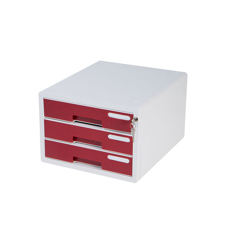 Sysmax |Lockable File Cabinet | 3 Drawers | Wine Red | For Office School  &amp; Hospital