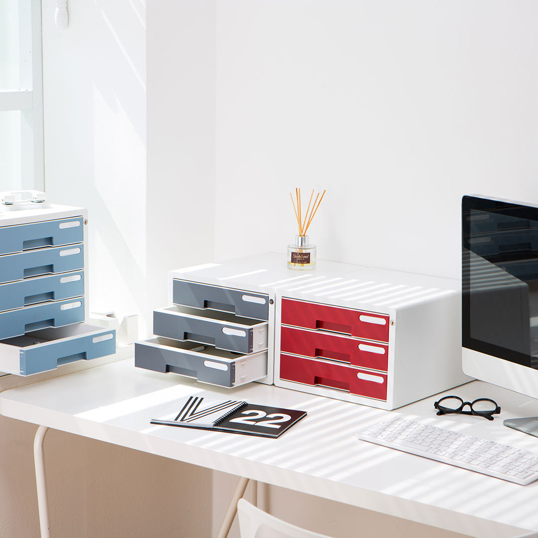 Sysmax |Lockable File Cabinet | 3 Drawers | Wine Red | For Office School  &amp; Hospital
