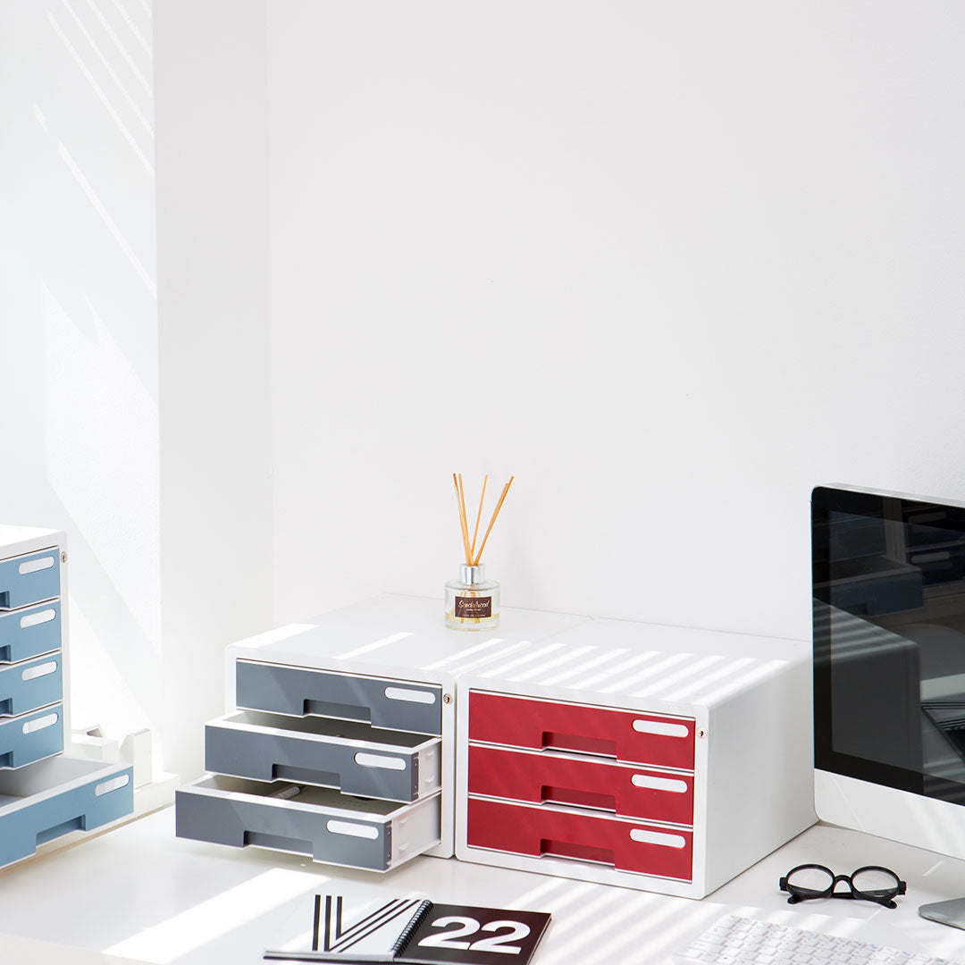 Sysmax |Lockable File Cabinet | 3 Drawers | Wine Red | For Office School  &amp; Hospital