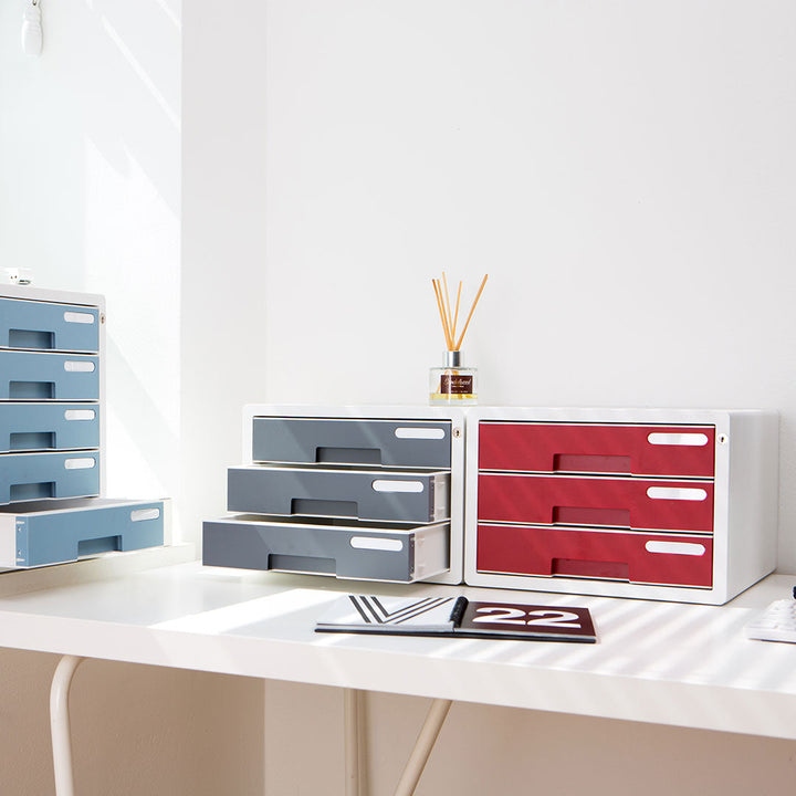 Sysmax |Lockable File Cabinet | 3 Drawers | Wine Red | For Office School  &amp; Hospital