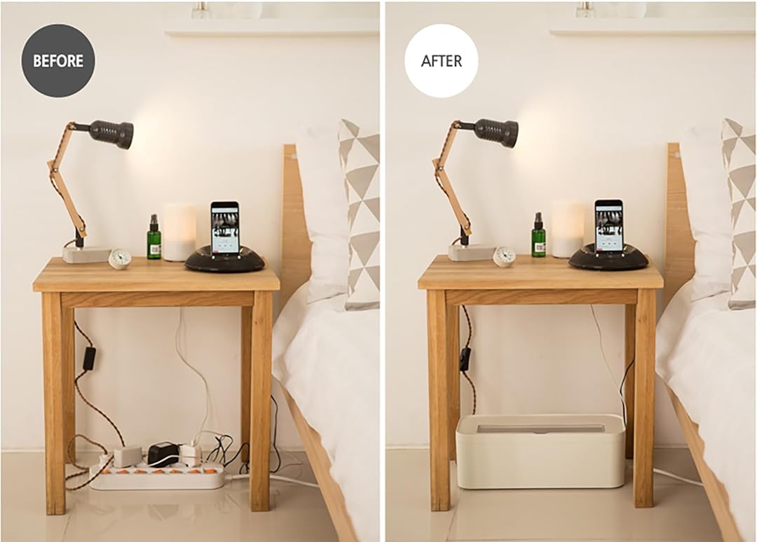 Litem | White | Cable Management Box &amp; Charging Stand | Desk Organizer
