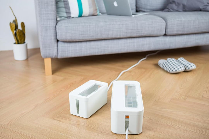 Litem | White | Cable Management Box &amp; Charging Stand | Desk Organizer