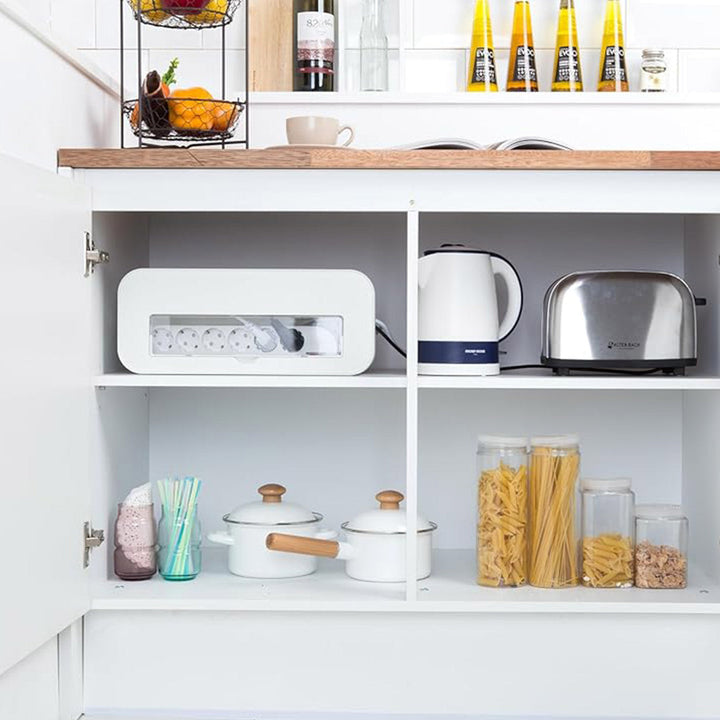 Litem | White | Cable Management Box &amp; Charging Stand | Desk Organizer