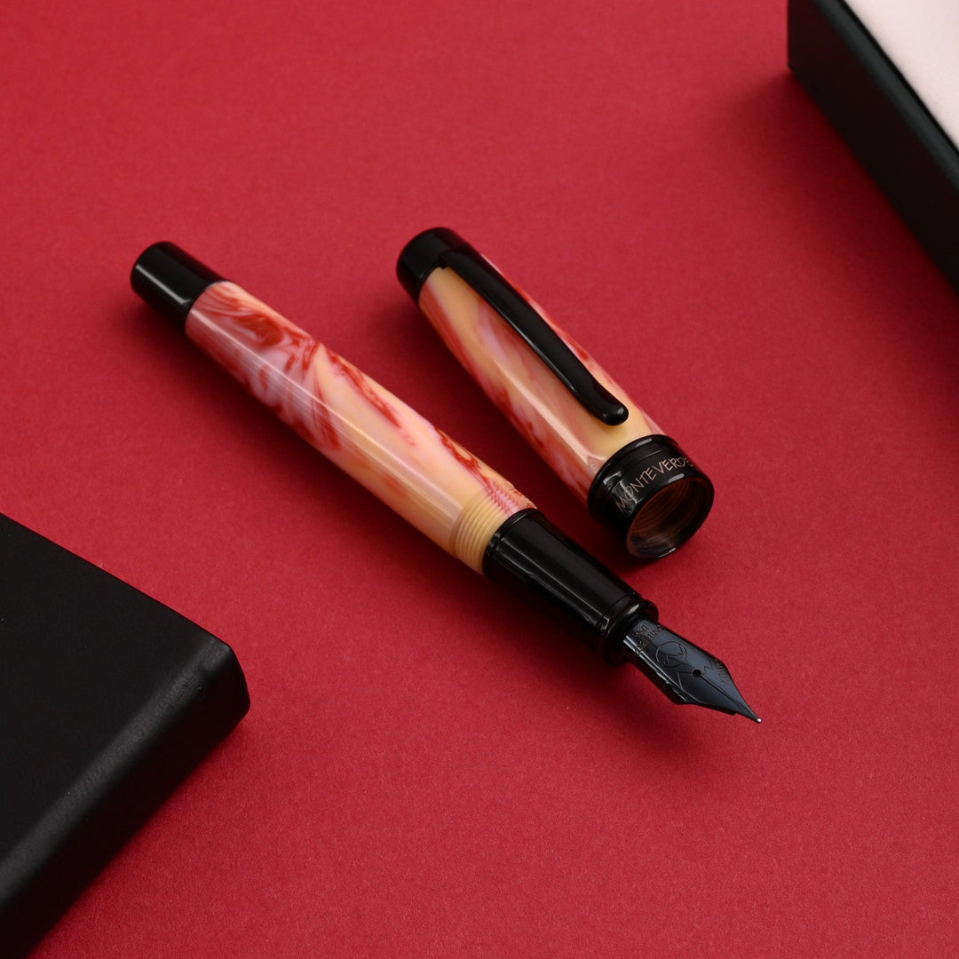 Monteverde Prima Fountain Pen - Red Swirl BT - Aarcaai