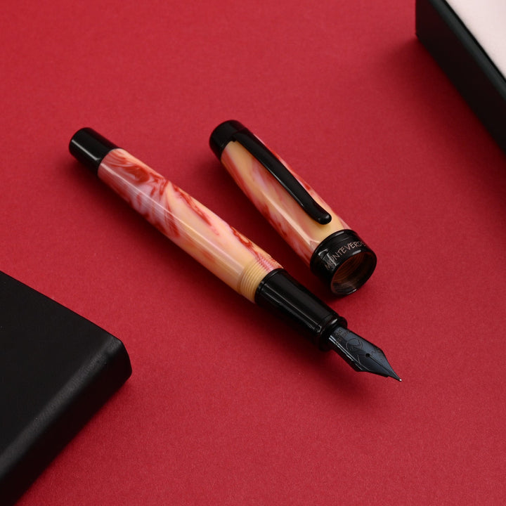 Monteverde Prima Fountain Pen - Red Swirl BT - Aarcaai