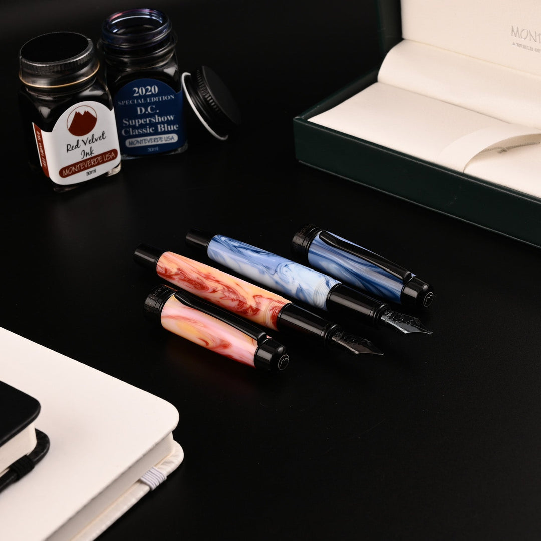 Monteverde Prima Fountain Pen - Red Swirl BT - Aarcaai