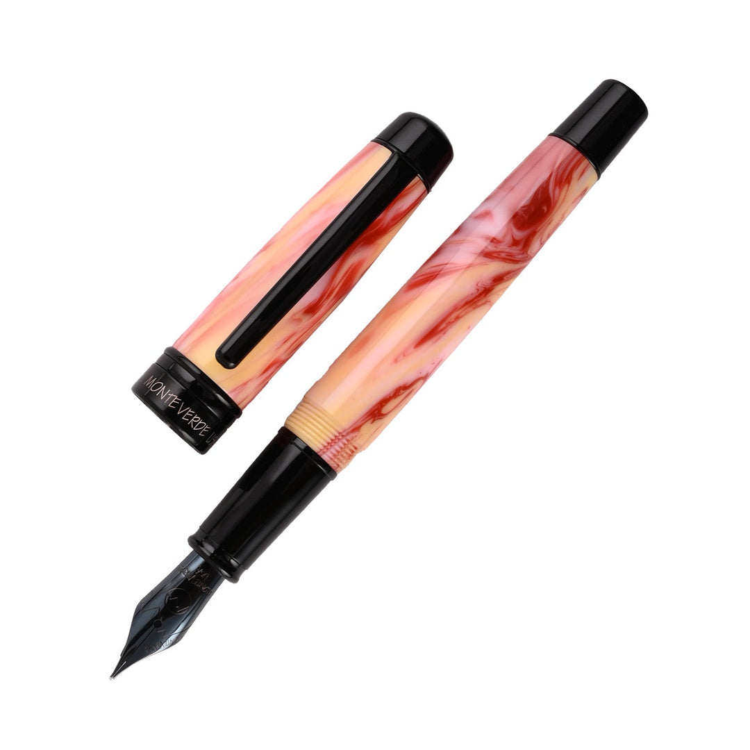 Monteverde Prima Fountain Pen - Red Swirl BT - Aarcaai