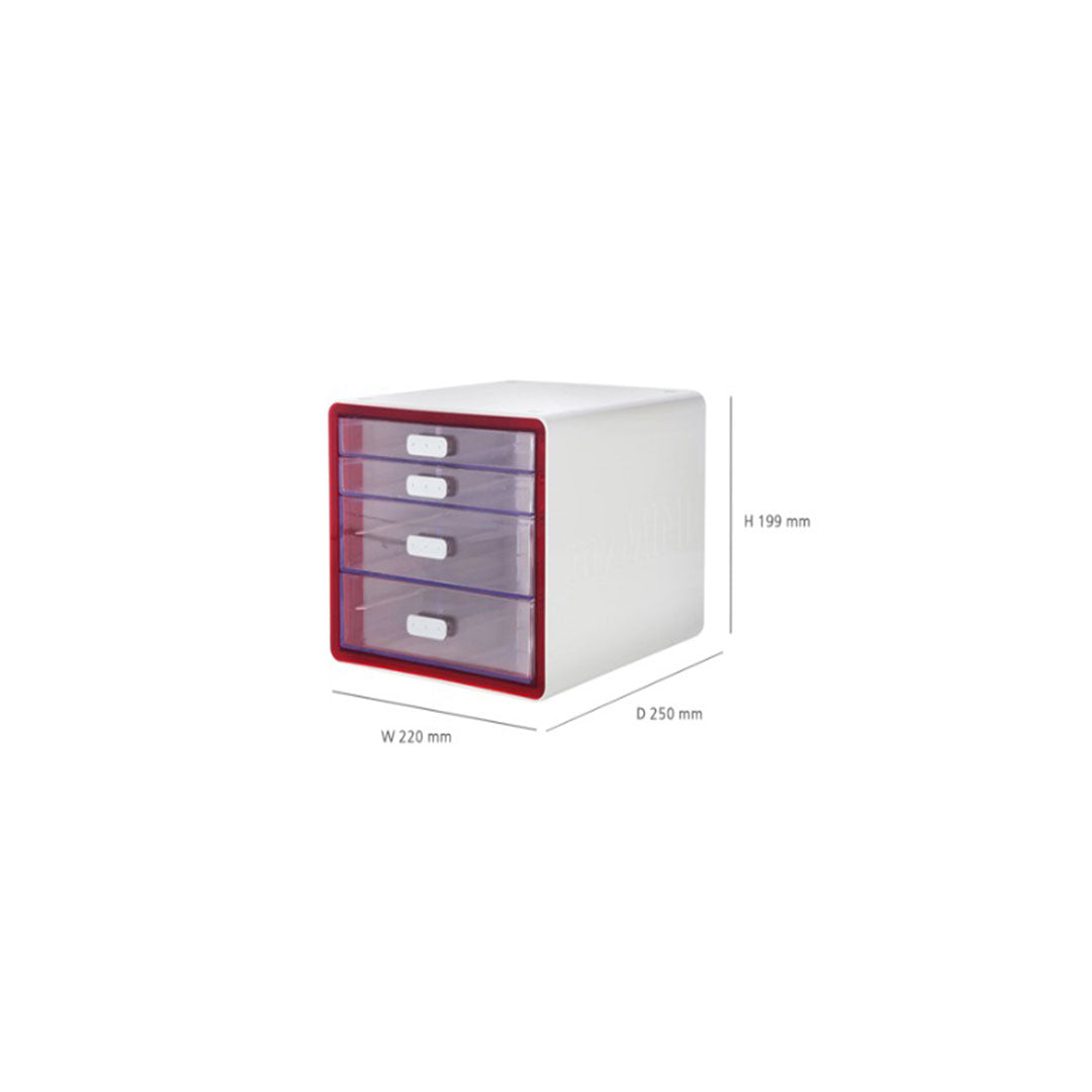 Litem | Multi Utility Storage Cabinet | 4 Drawers | Organiser | Red | My Room | For Office &amp; Home