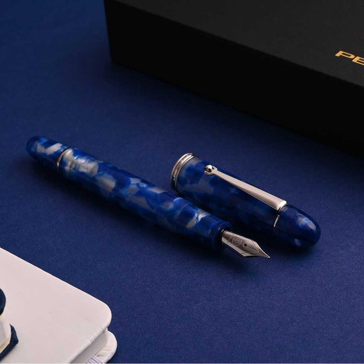 Penlux | Koi | Fountain Pen | King Body | Blue &amp; White | Piston Filling