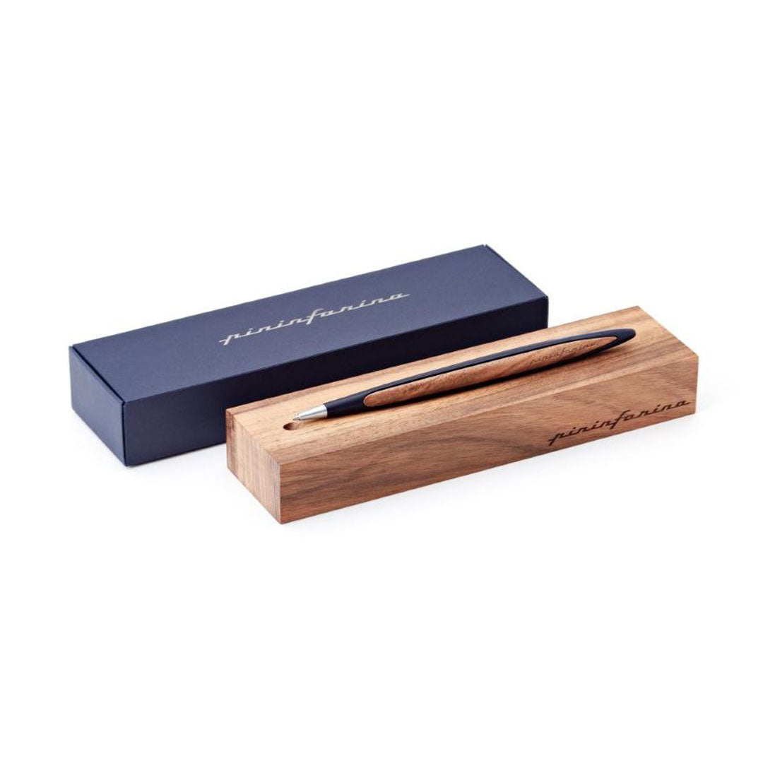 Pininfarina | Cambiano Classic Ink | Ballpoint Pen | Blue |  Solid Wood Desk Stand