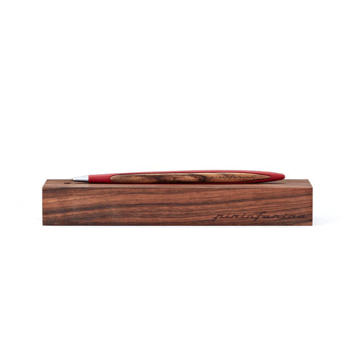 Pininfarina | Cambiano Classic Ink | Ballpoint Pen | Red | Solid Wood Desk Stand