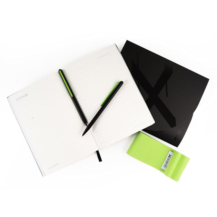 Pininfarina Grafeex Writing Pencil &amp; Ballpoint Set with Stone Paper Notebook – Green - Aarcaai