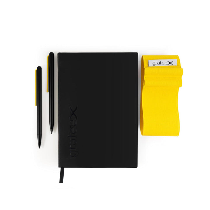 Pininfarina Grafeex Writing Pencil &amp; Ballpoint Set with Stone Paper Notebook – Yellow