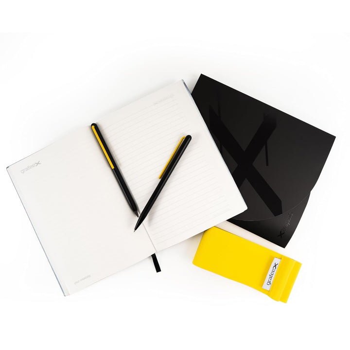 Pininfarina Grafeex Writing Pencil &amp; Ballpoint Set with Stone Paper Notebook – Yellow - Aarcaai