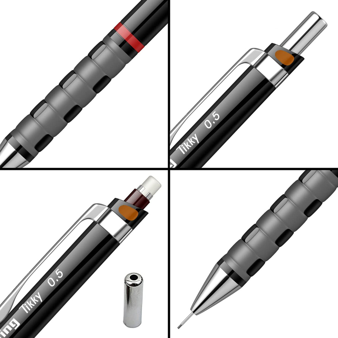 Rotring Tikky 0.5mm Mechanical Pencil – Black with Spare Leads - Aarcaai