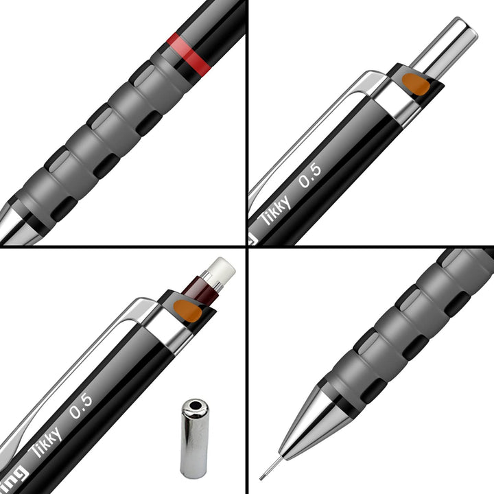 Rotring Tikky 0.5mm Mechanical Pencil – Black with Spare Leads - Aarcaai