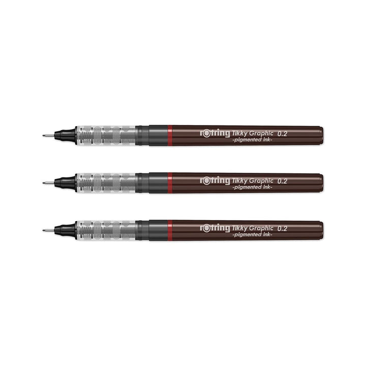 Rotring | Tikky | Graphic Fineliner | 0.2mm | 3 Pen Set