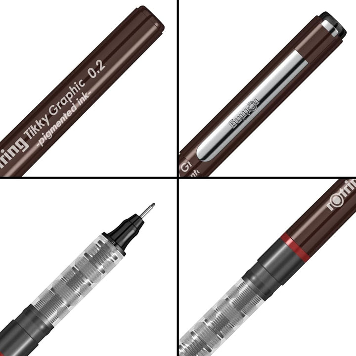 Rotring | Tikky | Graphic Fineliner | 0.2mm | 3 Pen Set