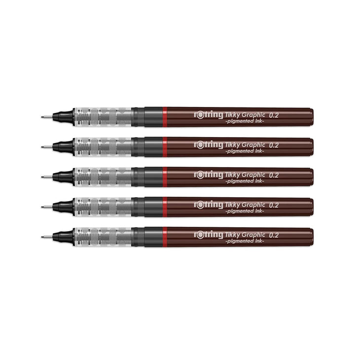 Rotring | Tikky | Graphic Fineliner | 0.2mm | 5 Pen Set