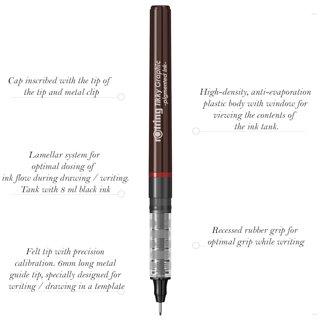 Rotring | Tikky | Graphic Fineliner | 0.5mm | 3 Pen Set