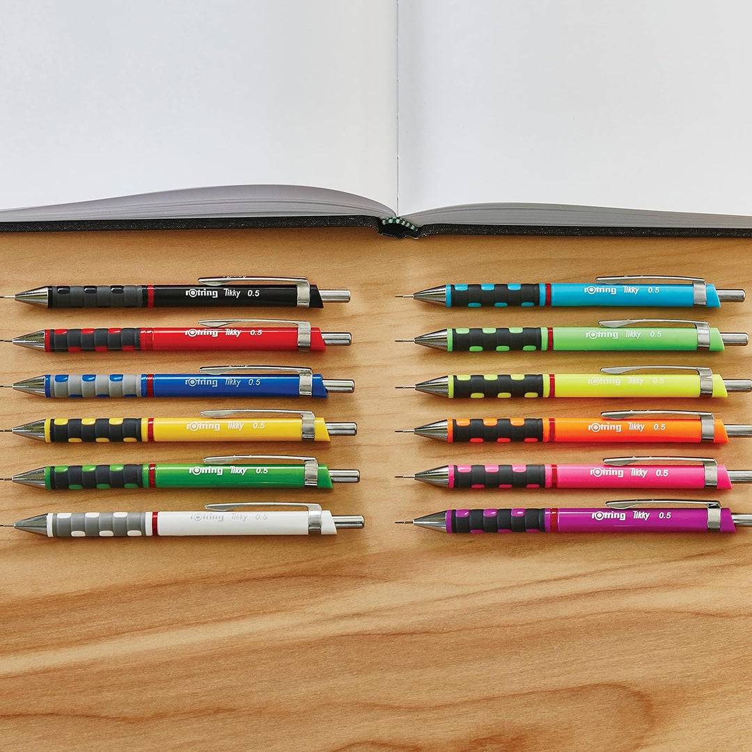 Rotring Tikky Mechanical Pencil 0.5mm – Black Barrel | Includes Spare Leads &amp; Eraser - Aarcaai