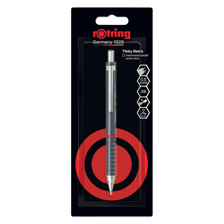 Rotring Tikky Retro Mechanical Pencil 0.5mm – Grey with 2B Lead &amp; Built-In Eraser