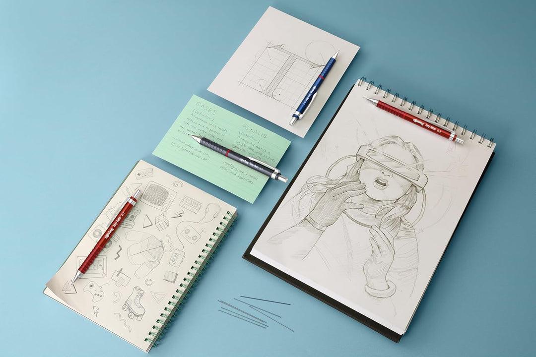 Rotring Tikky Retro Mechanical Pencil 0.5mm – Grey | 2B Lead &amp; Built - In Eraser - Aarcaai