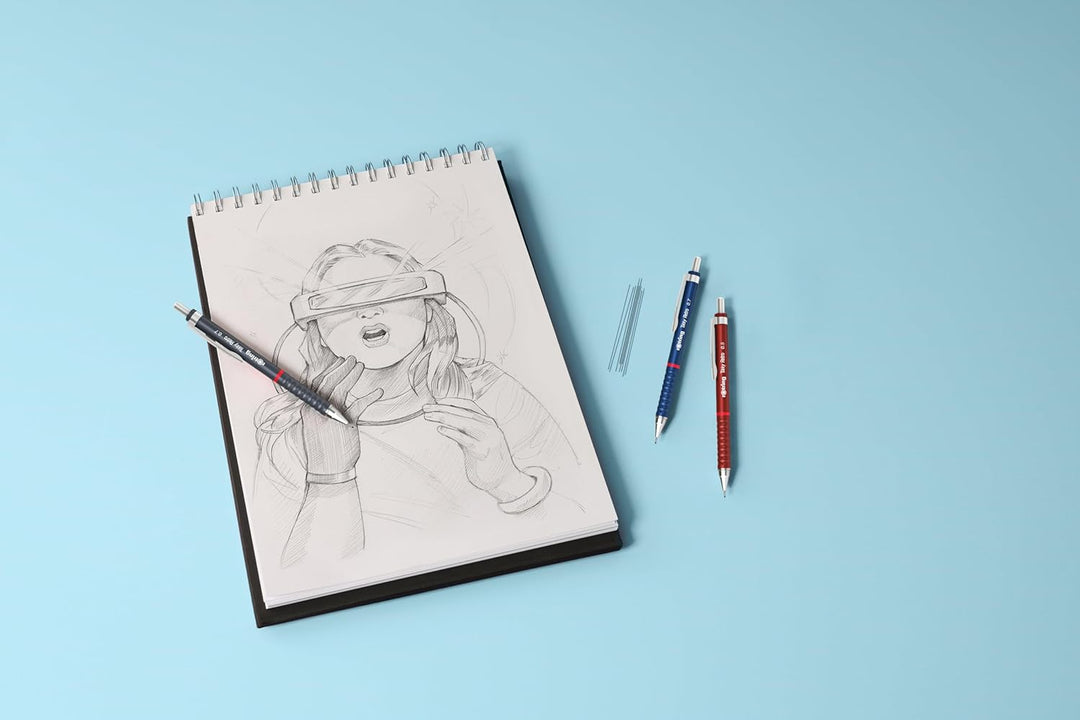 Rotring Tikky Retro Mechanical Pencil 0.5mm – Grey | 2B Lead &amp; Built - In Eraser - Aarcaai