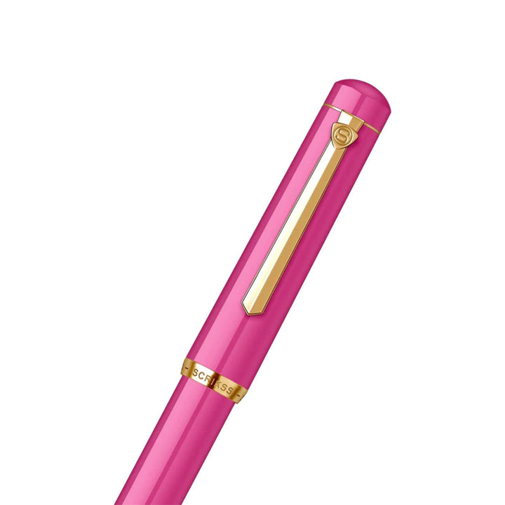 Scrikss | 419 Legendary | Fountain Ink Pen | Medium Nib | Gold Plated | Glossy Pink Barrel
